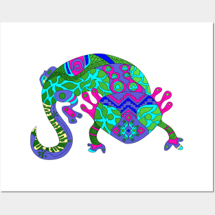 axolotl in color pattern ecopop Posters and Art